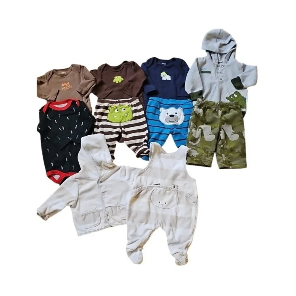Carter's Circo Baby Boy 0-3 Months Clothes Lot 9pc Dinosaur Monster Polar Bear